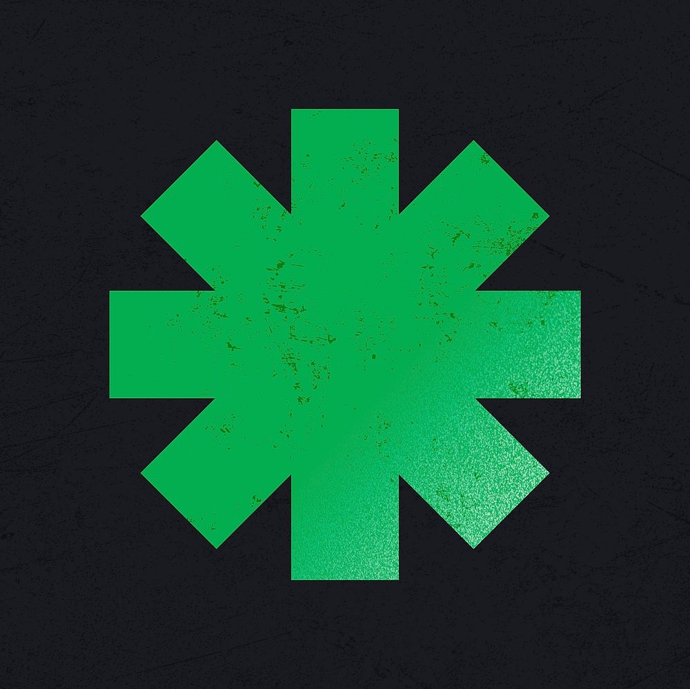 Green asterisk, grunge texture, black background image