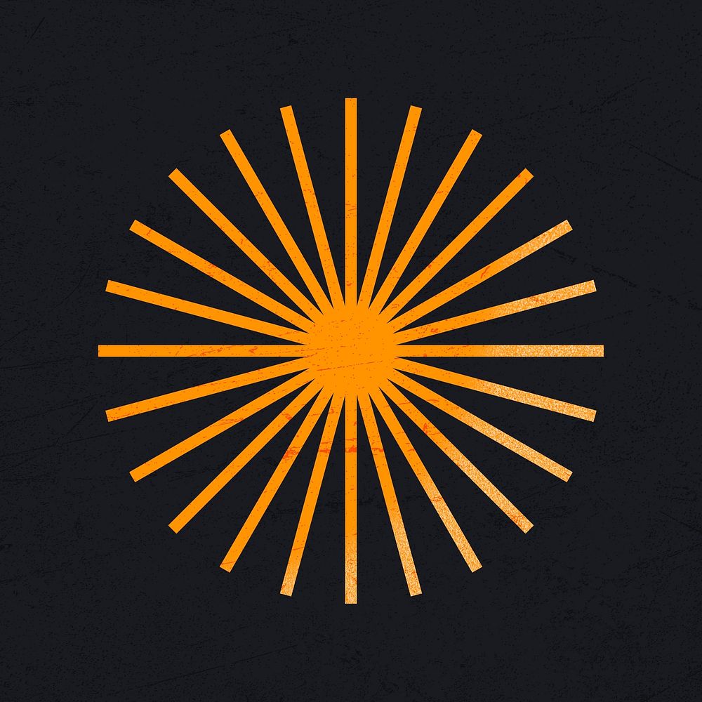 Sunburst collage element, orange design psd