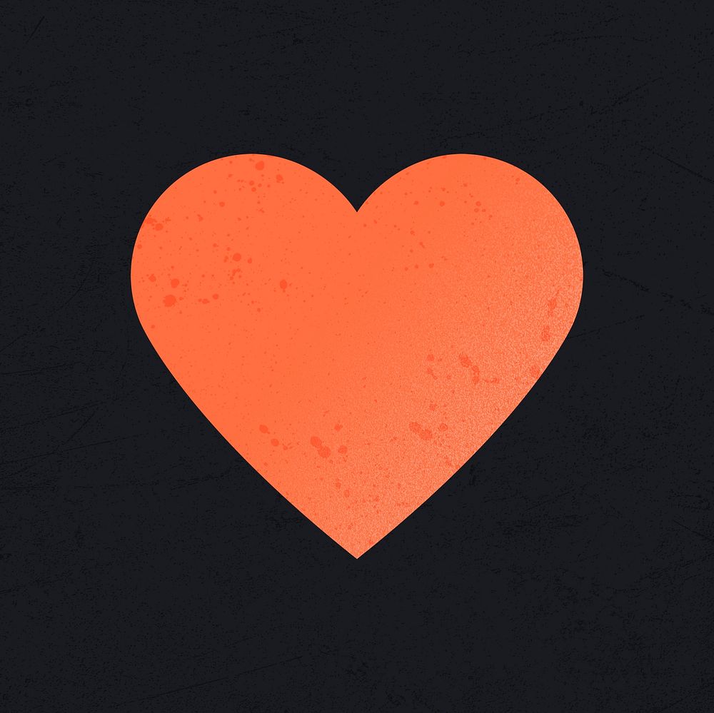 Orange heart shape on black background image