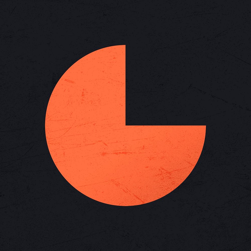 Orange timer shape, flat graphic, black background image