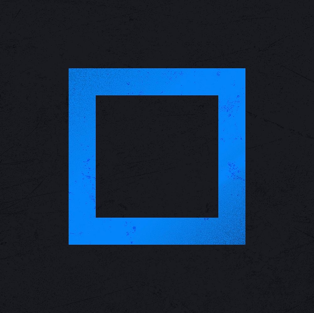 Blue square, grunge texture, black background image