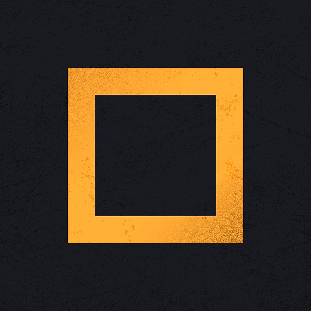 Yellow square, grunge texture, black background image