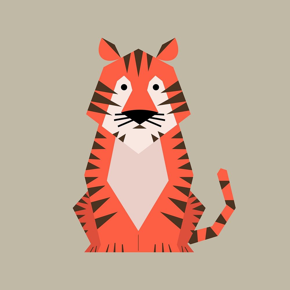 Tiger cartoon sticker, orange animal in cute design vector