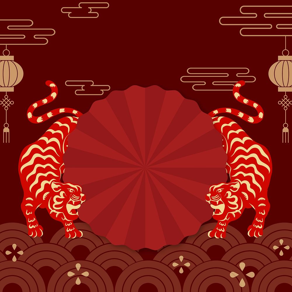 Red Chinese tiger background, 2022 zodiac animal illustration vector