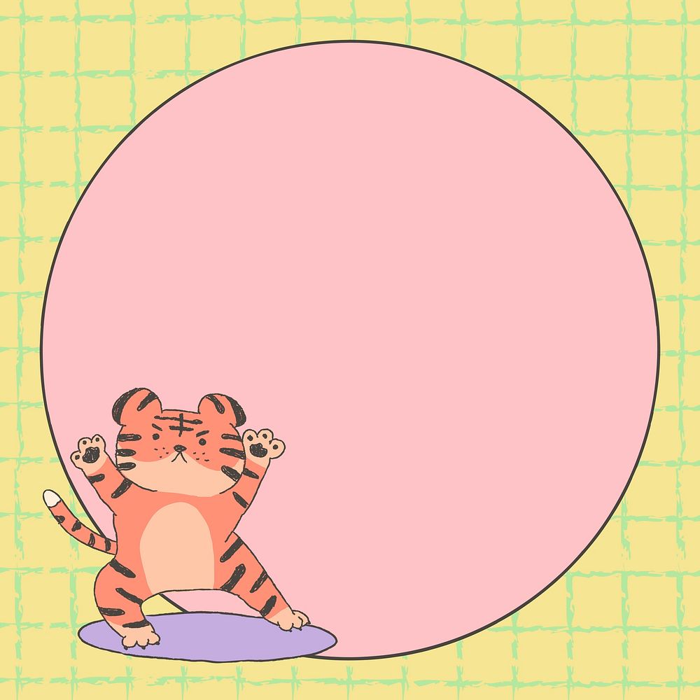 Pink tiger frame background, animal horoscope psd