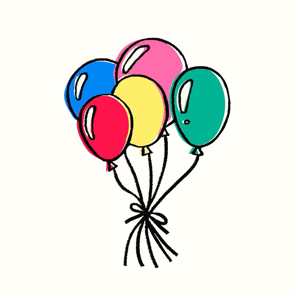Floating balloons sticker, festive party graphic psd