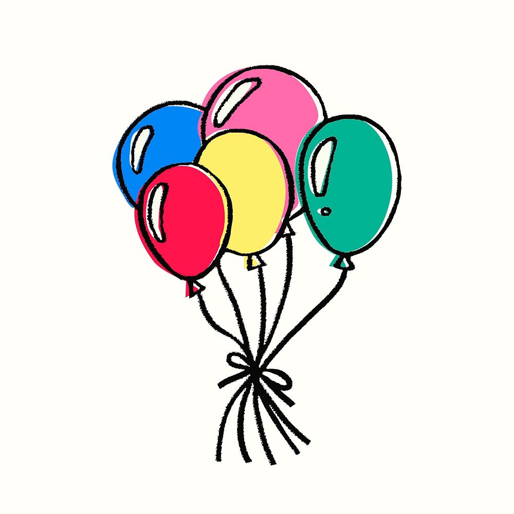 Floating balloons clipart, festive party graphic