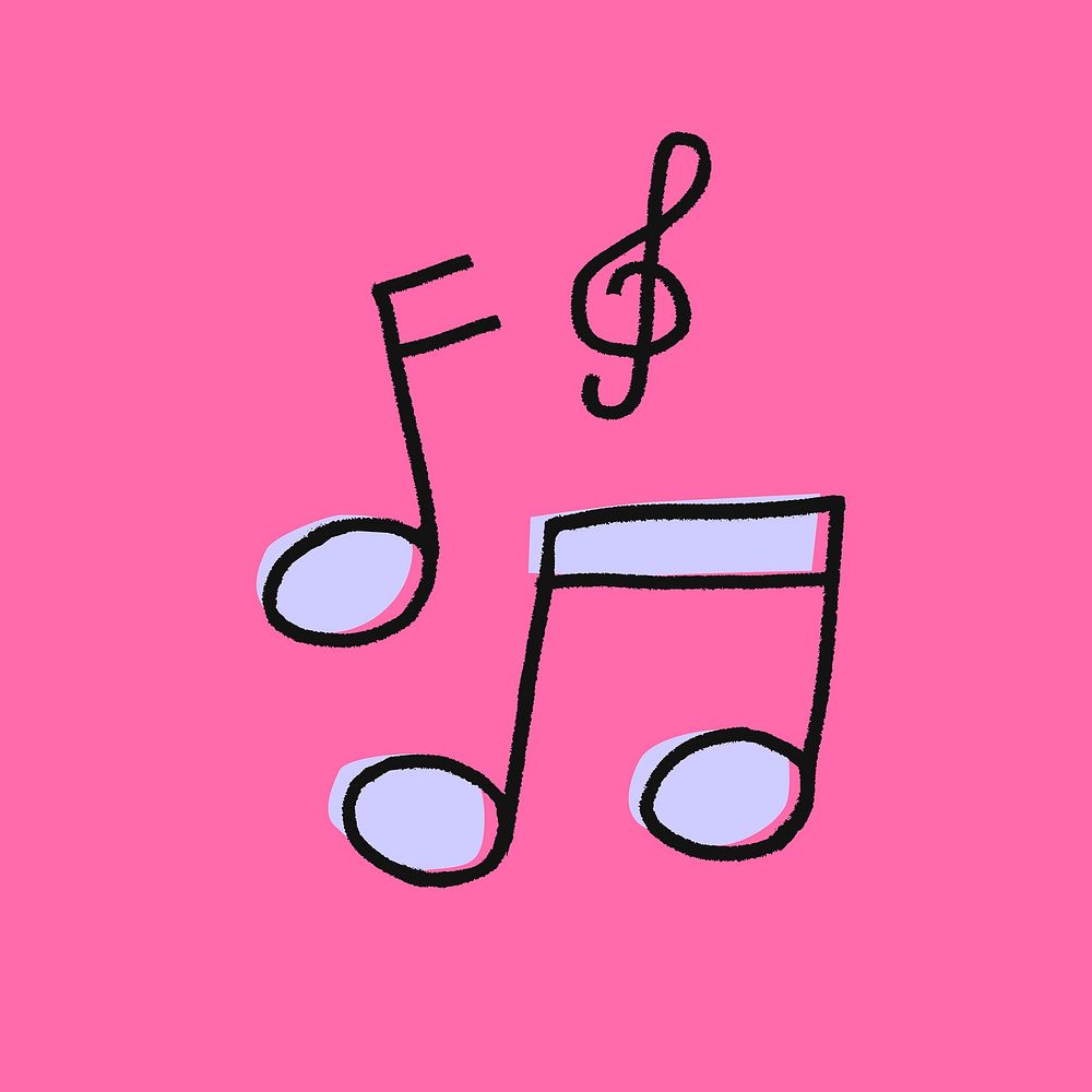 Musical notes sticker, cute doodle vector