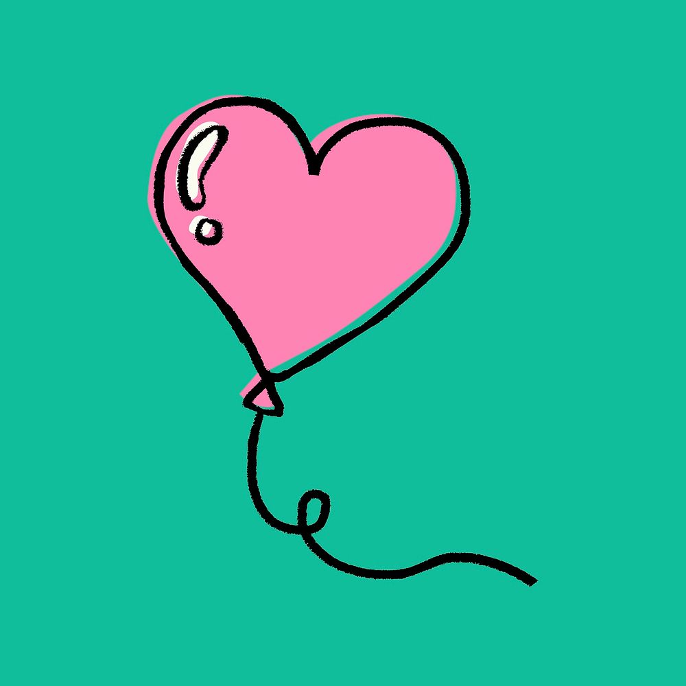 Heart balloon sticker, Valentine's celebration graphic psd