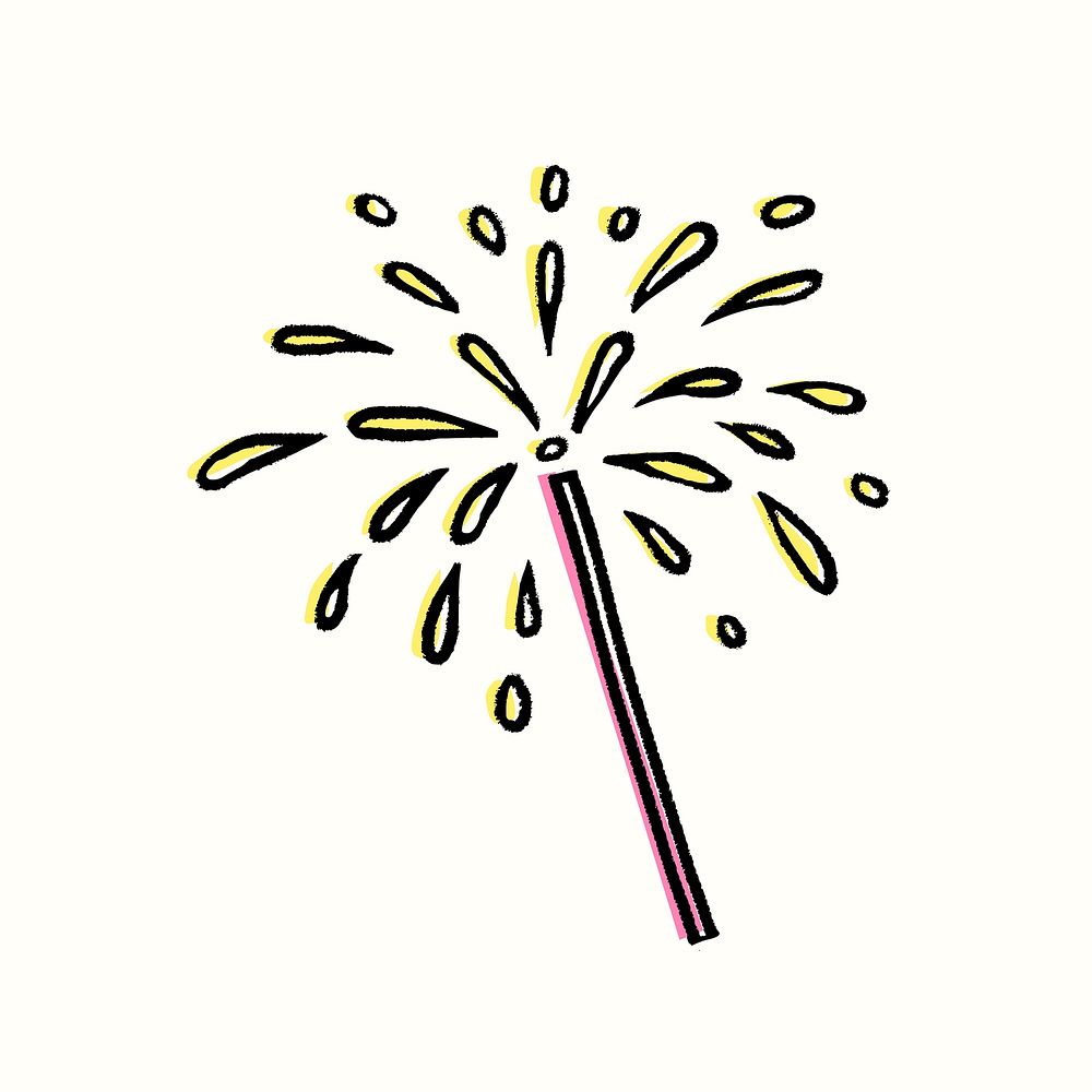 Sparkler fireworks clipart, new year celebration graphic