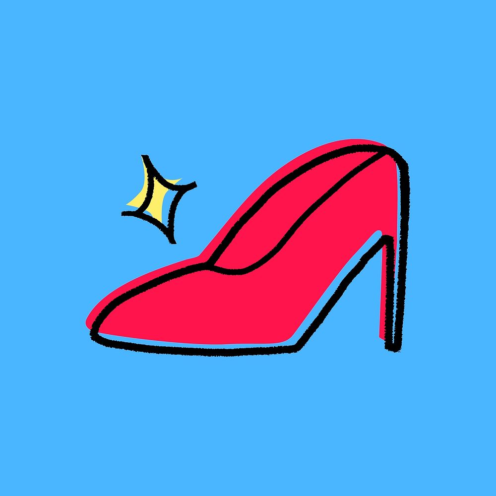 Red high heels sticker, shoes doodle, feminine design psd