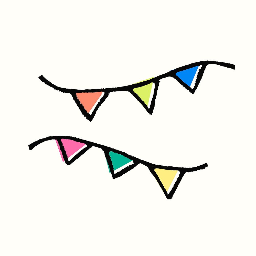 Party bunting sticker, colorful festive decoration vector