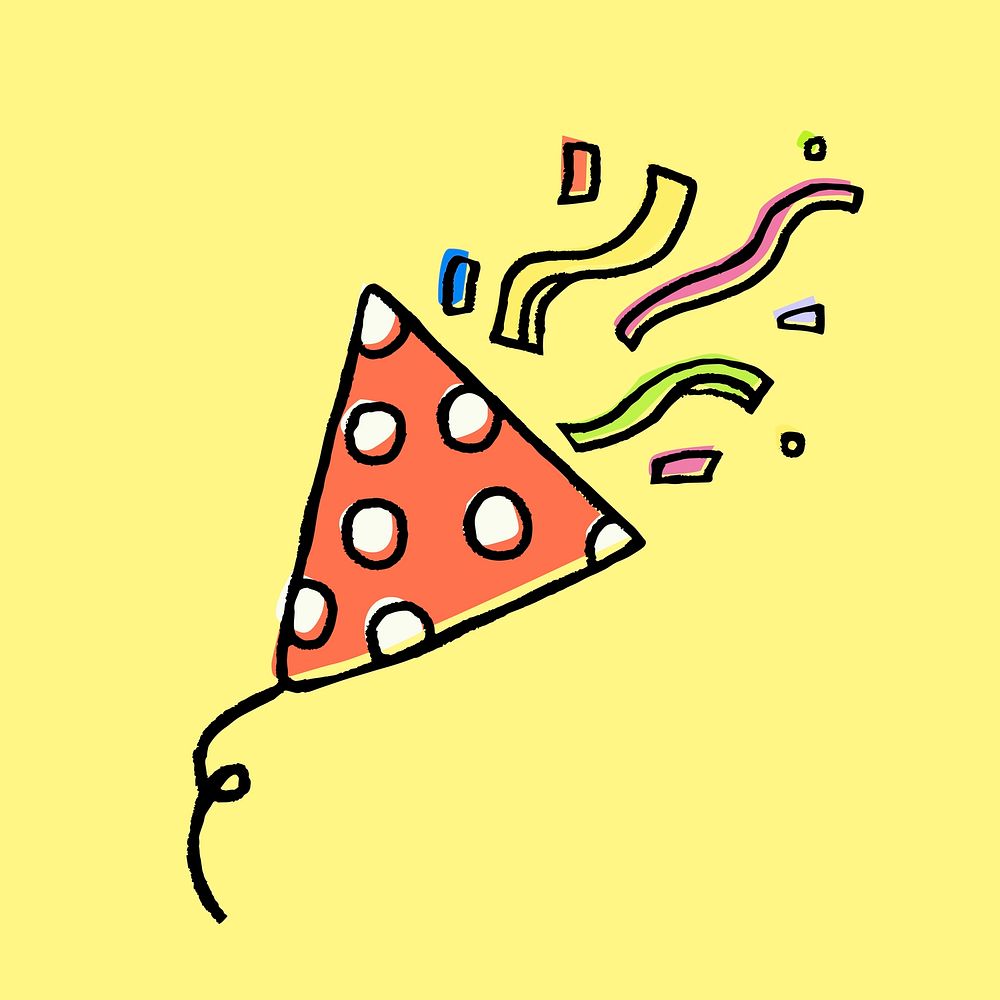 Party popper sticker, birthday celebration doodle psd