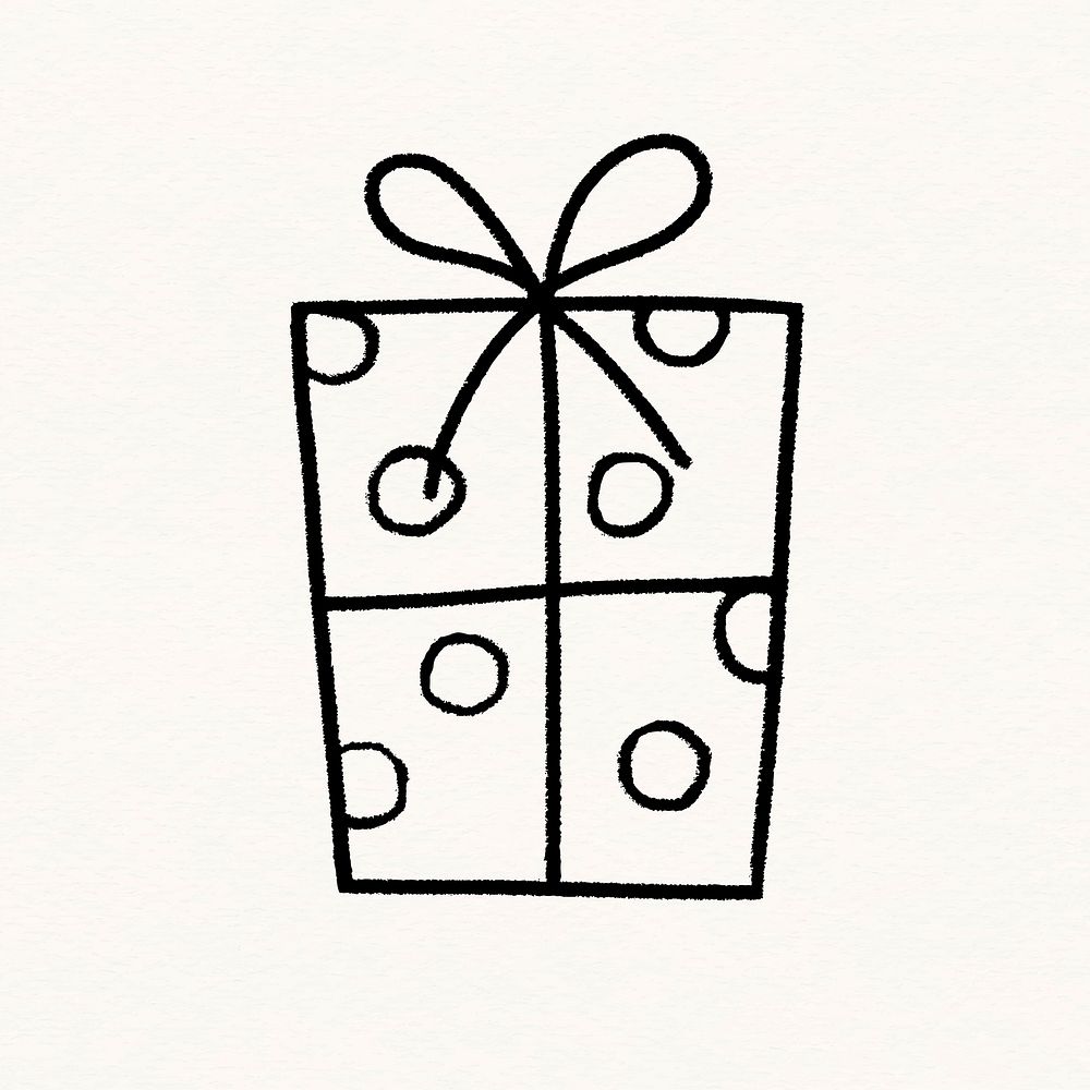 Birthday present box clipart, line art graphic
