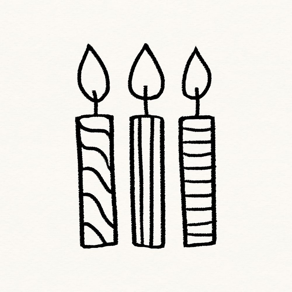 Lit candles sticker, birthday celebration graphic psd