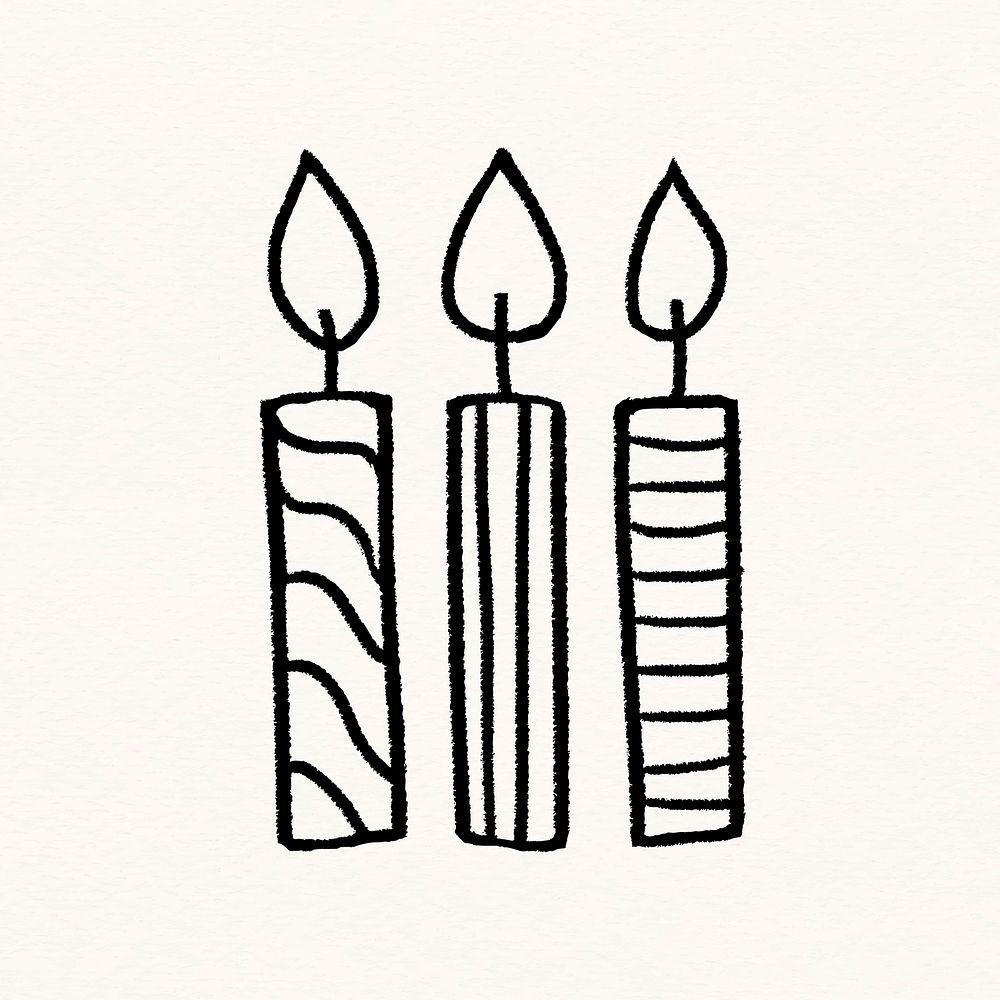 Lit candles sticker, birthday celebration graphic vector