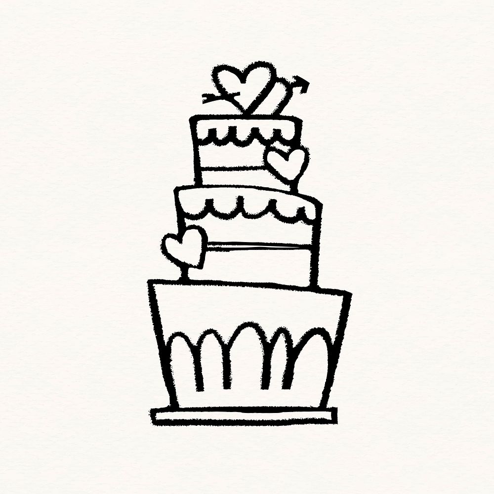 Wedding cake sticker, Valentine's celebration graphic vector