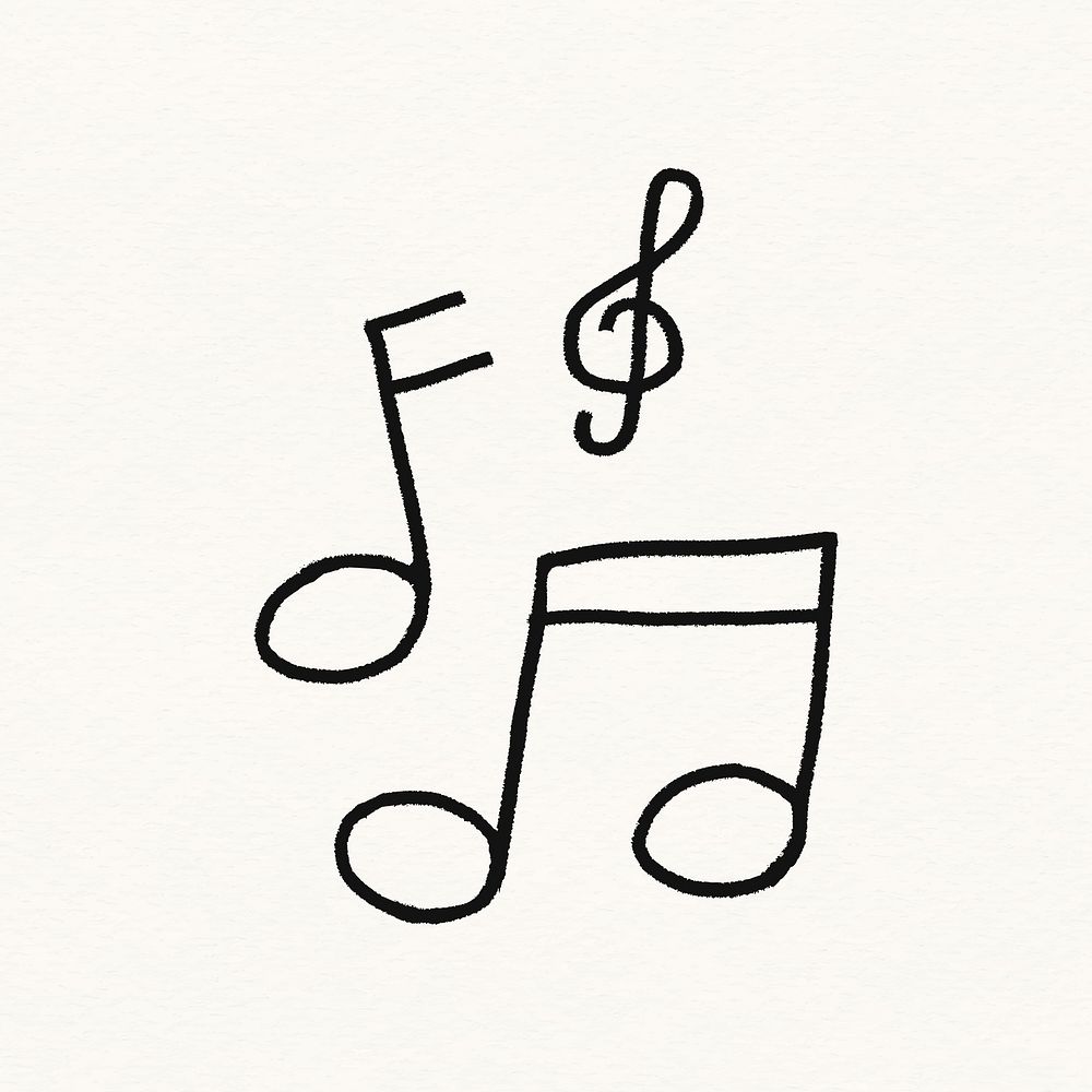 Musical notes sticker, cute doodle psd