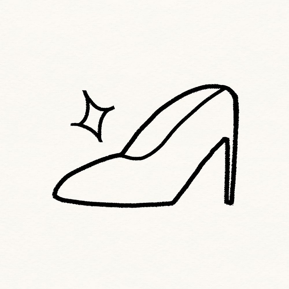 Black high heels sticker, shoes doodle, feminine design psd