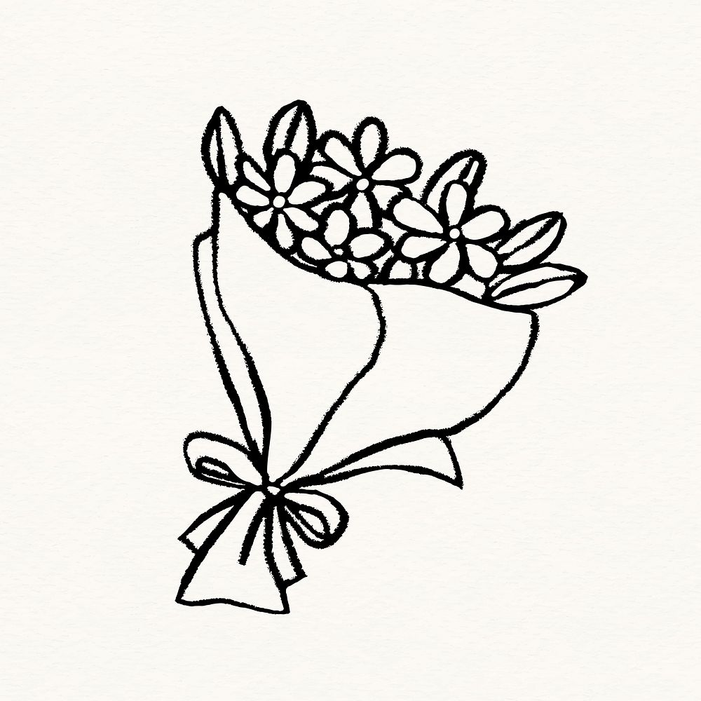 Flower bouquet sticker, Valentine's doodle psd