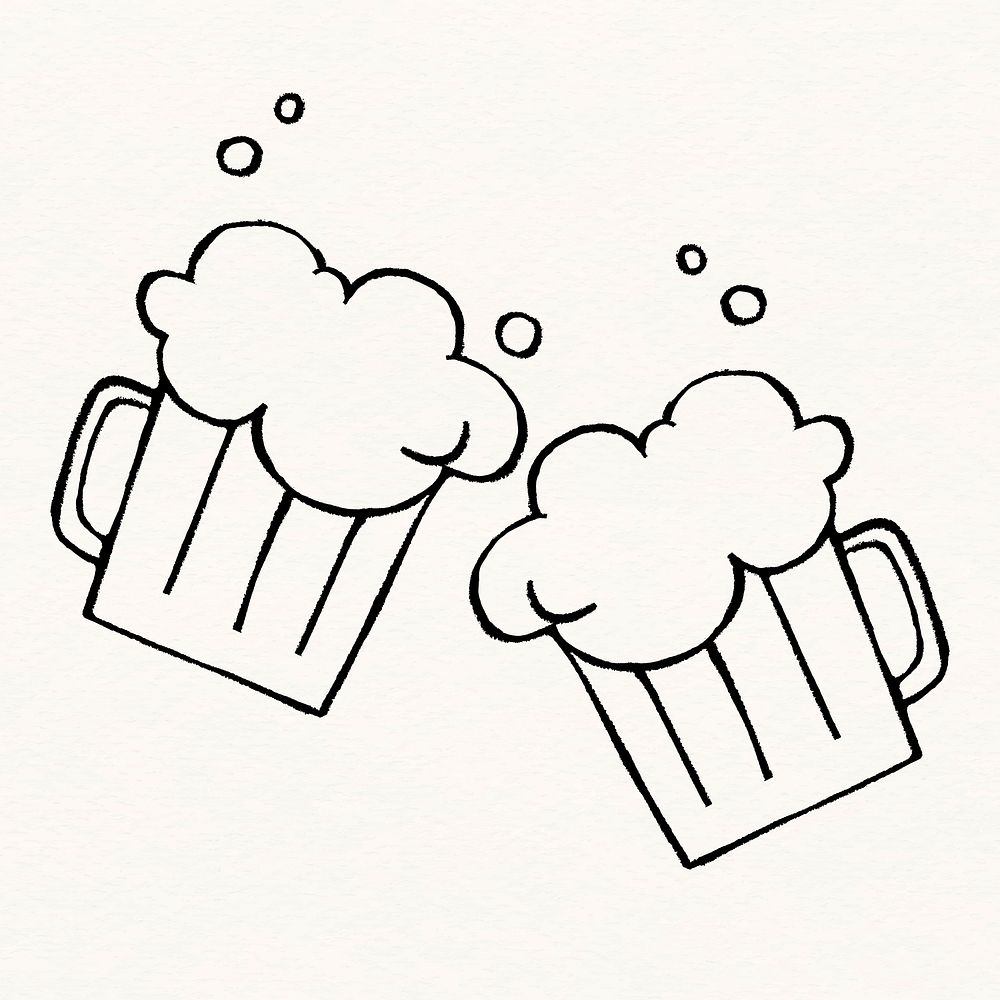 Cold beer sticker, cute alcoholic drinks doodle vector