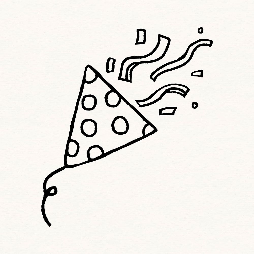 Party popper sticker, birthday celebration doodle vector