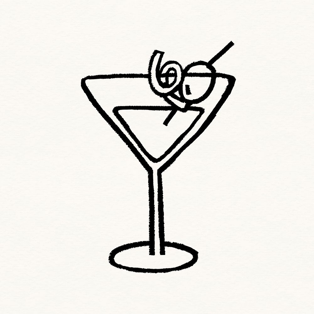 Margarita cocktail sticker, alcoholic beverage doodle psd
