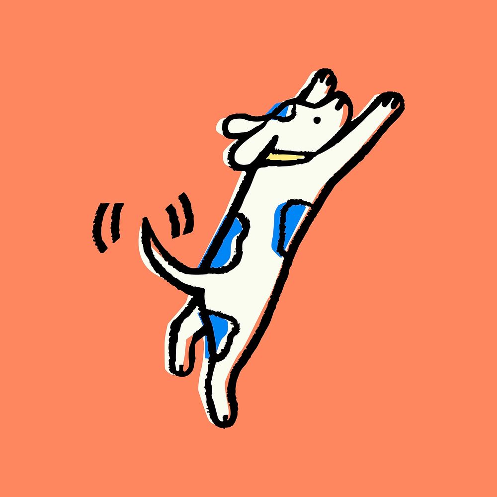 Cute dog doodle clipart, animal cartoon illustration