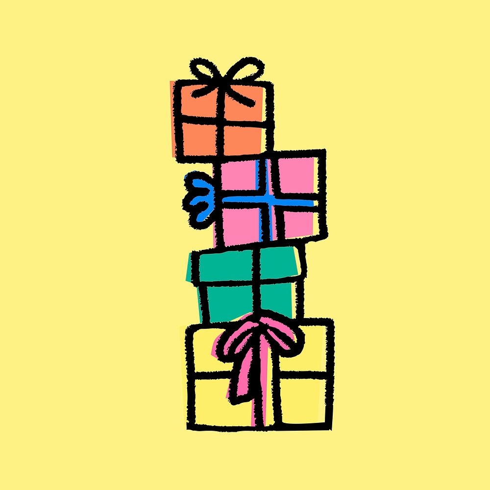 Stacked birthday gifts clipart, doodle | Photo Illustration - rawpixel