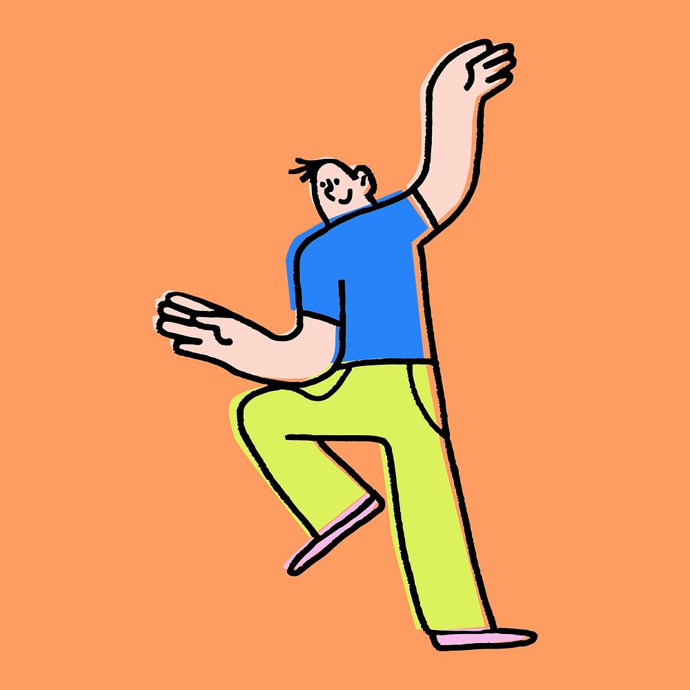 Groovy man dancing sticker, party doodle vector