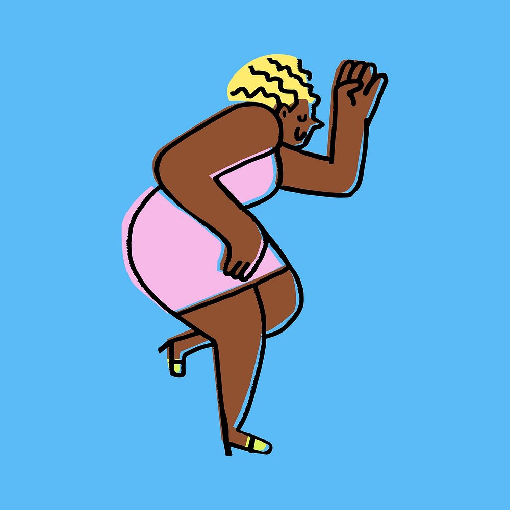 Groovy woman dancing clipart, party doodle