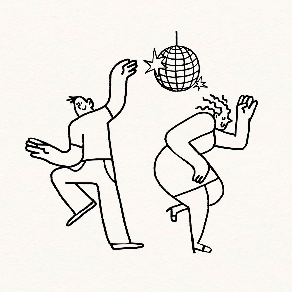 Disco couple clipart, party doodle