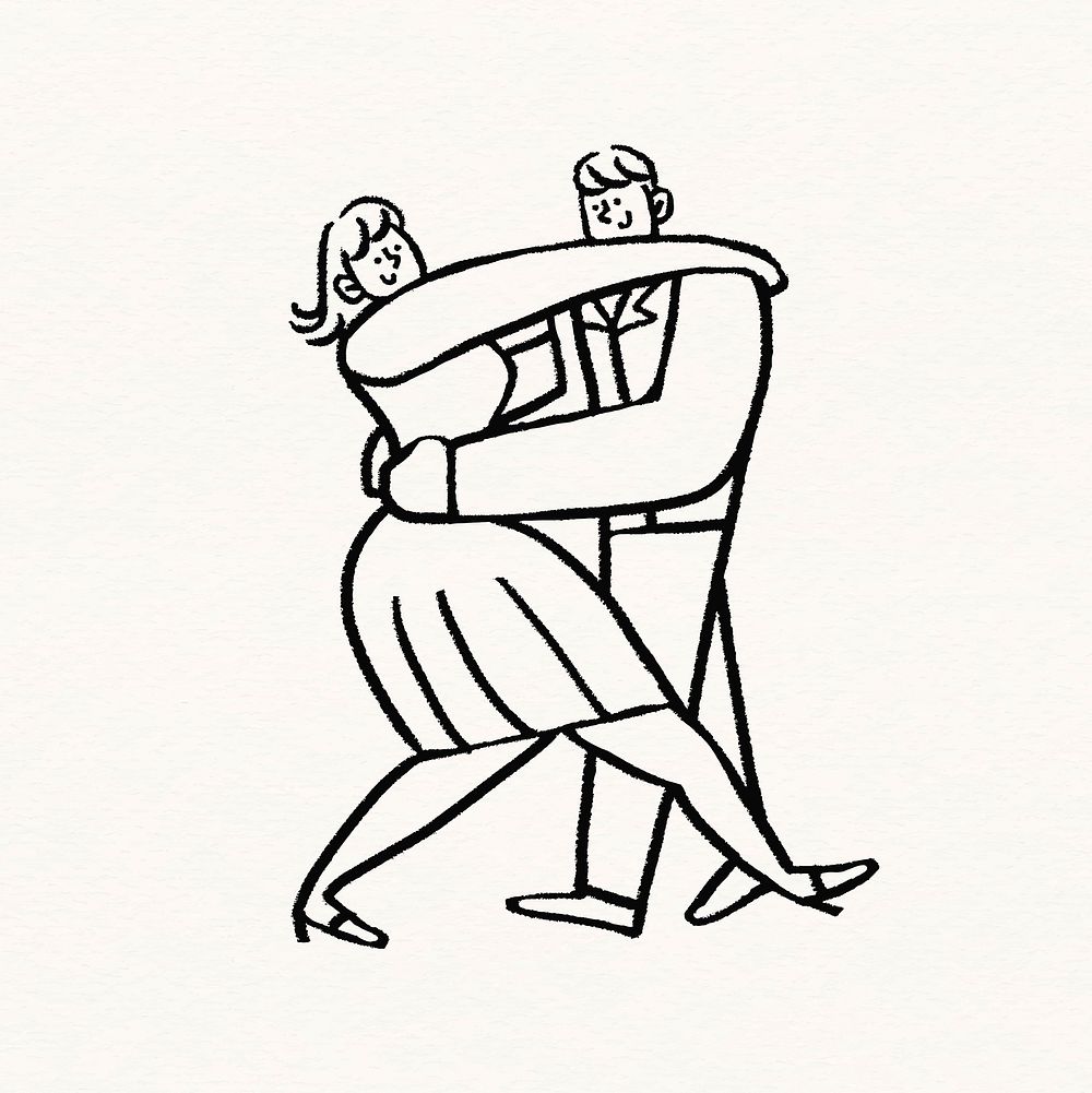 Romantic couple dancing, Valentine's cartoon characters illustration vector