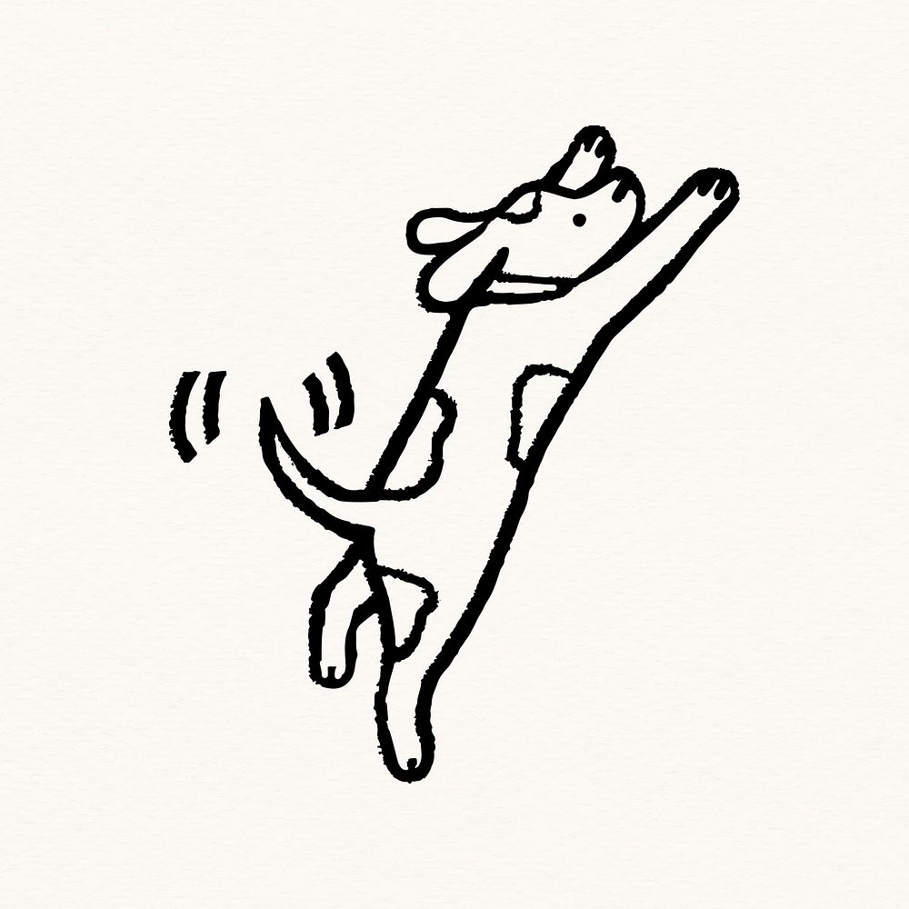 Cute dog doodle sticker, animal cartoon illustration psd