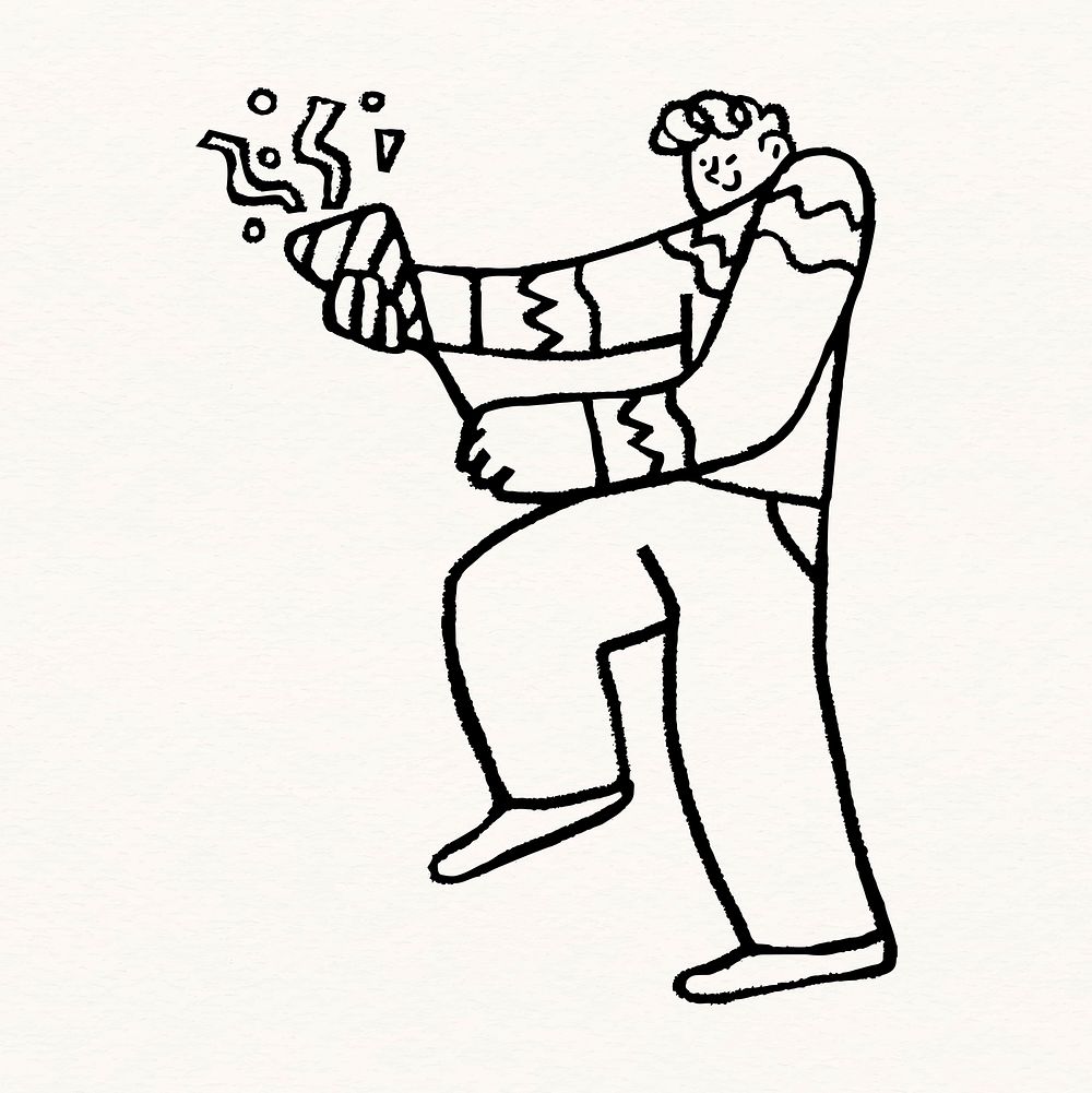 Festive party man sticker, funky doodle vector