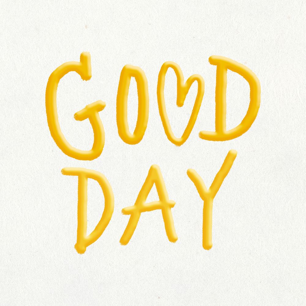 Good day text doodle, cute emoji collage element, illustration