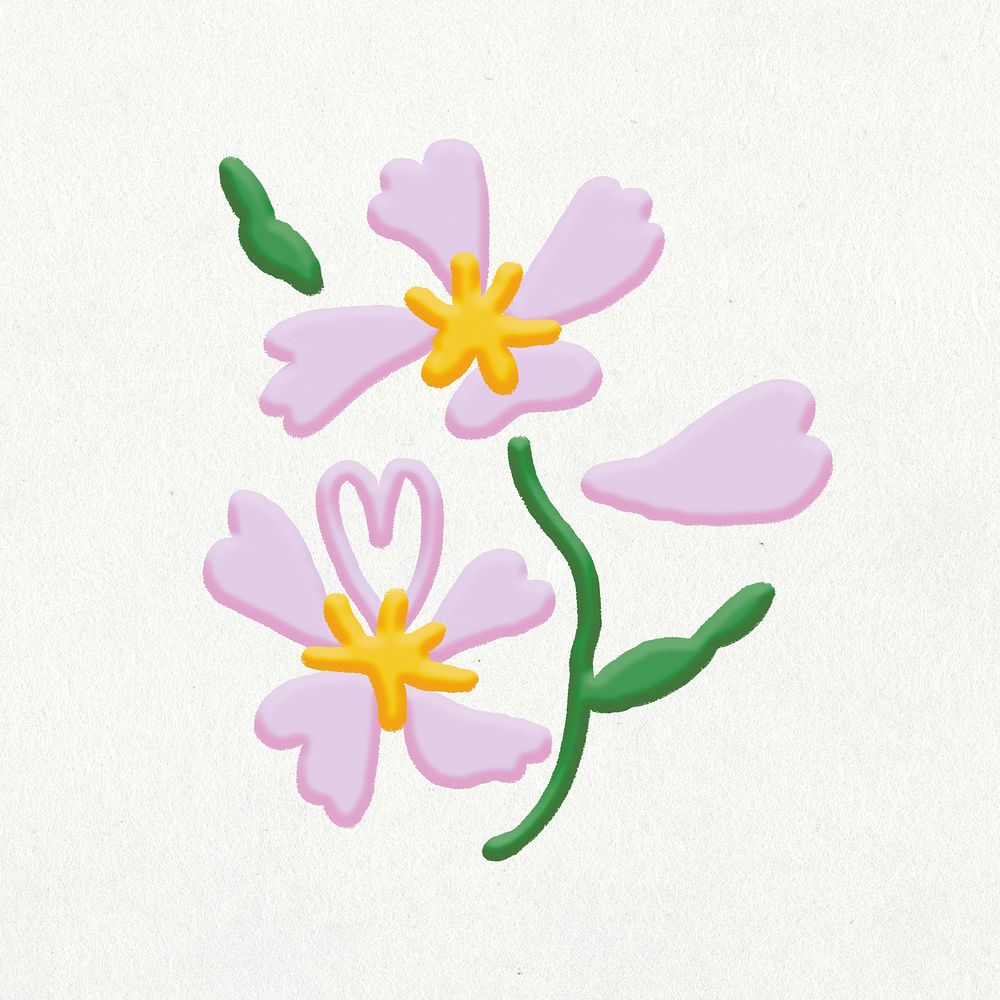 Flower doodle, cute emoji collage element, illustration