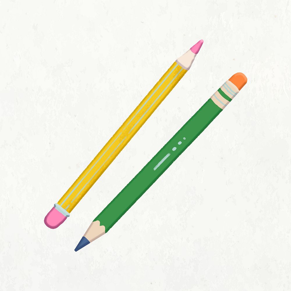 Aesthetic pencil sticker, stationary, collage element vector