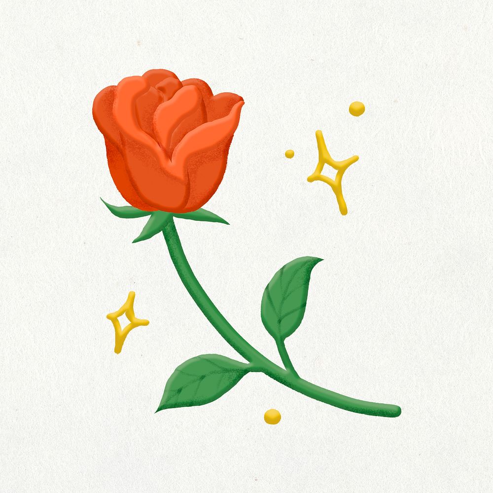 Rose doodle, cute emoji collage element, illustration