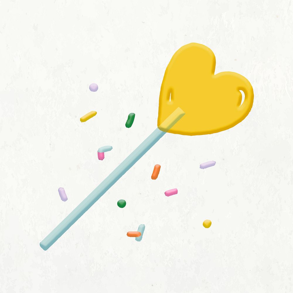 Heart lollipop sticker, valentine's, lifestyle emoji design element vector