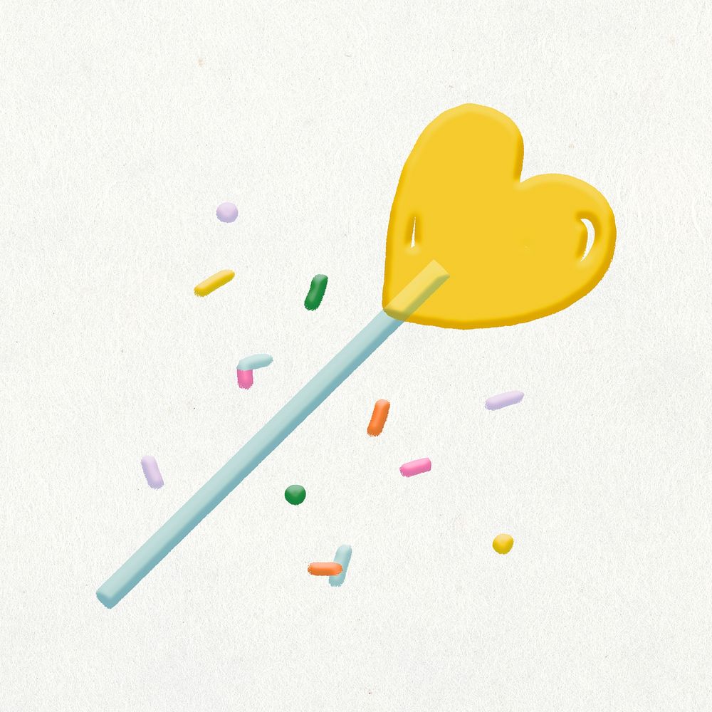Heart lollipop doodle, cute emoji collage element, illustration