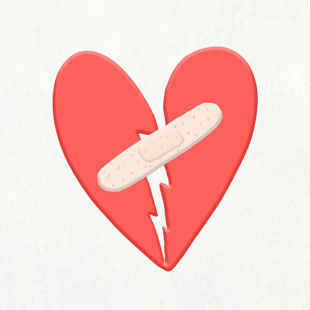 Heart bandage heart sticker, heartbreak, lifestyle emoji design element vector