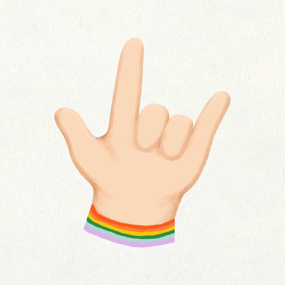 I love you hand sign, collage element, emoji illustration