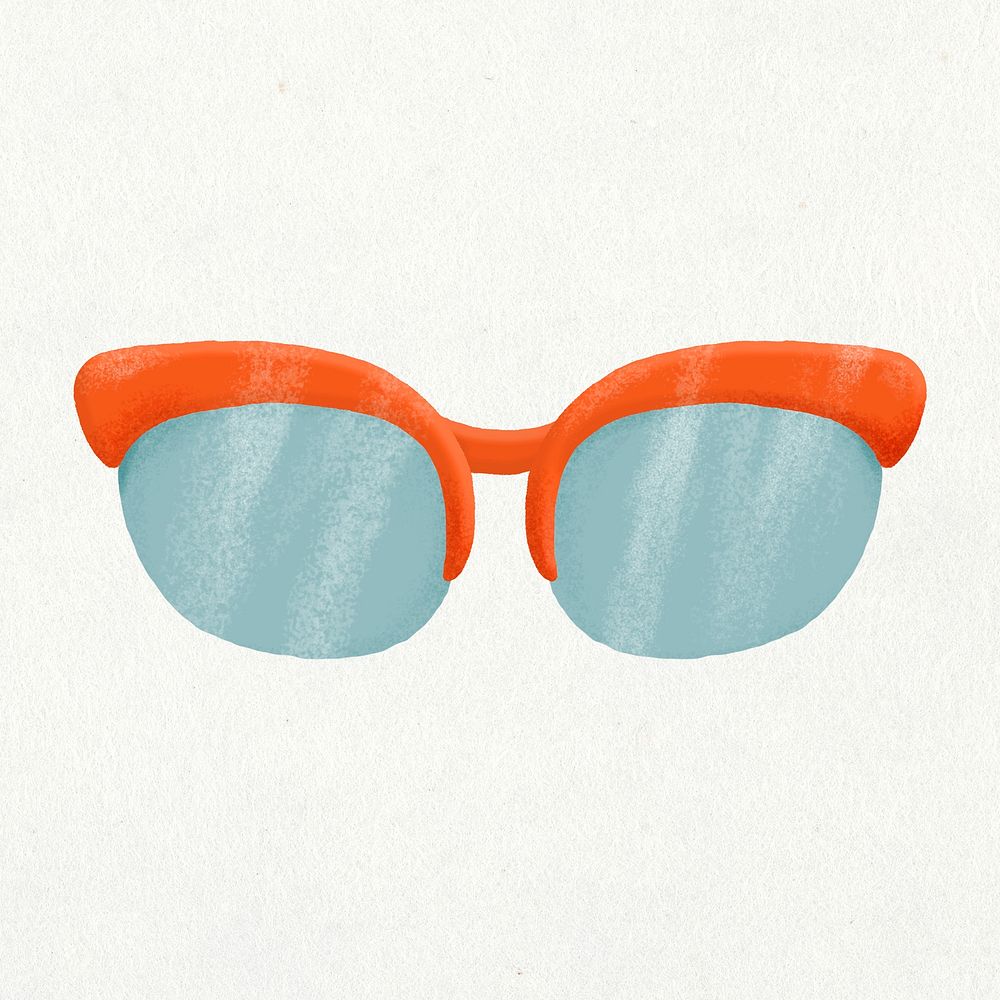 Doodle sunglasses collage element, cute emoji psd