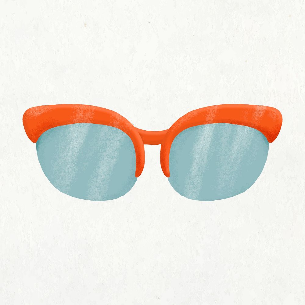 Doodle sunglasses collage element, cute emoji vector