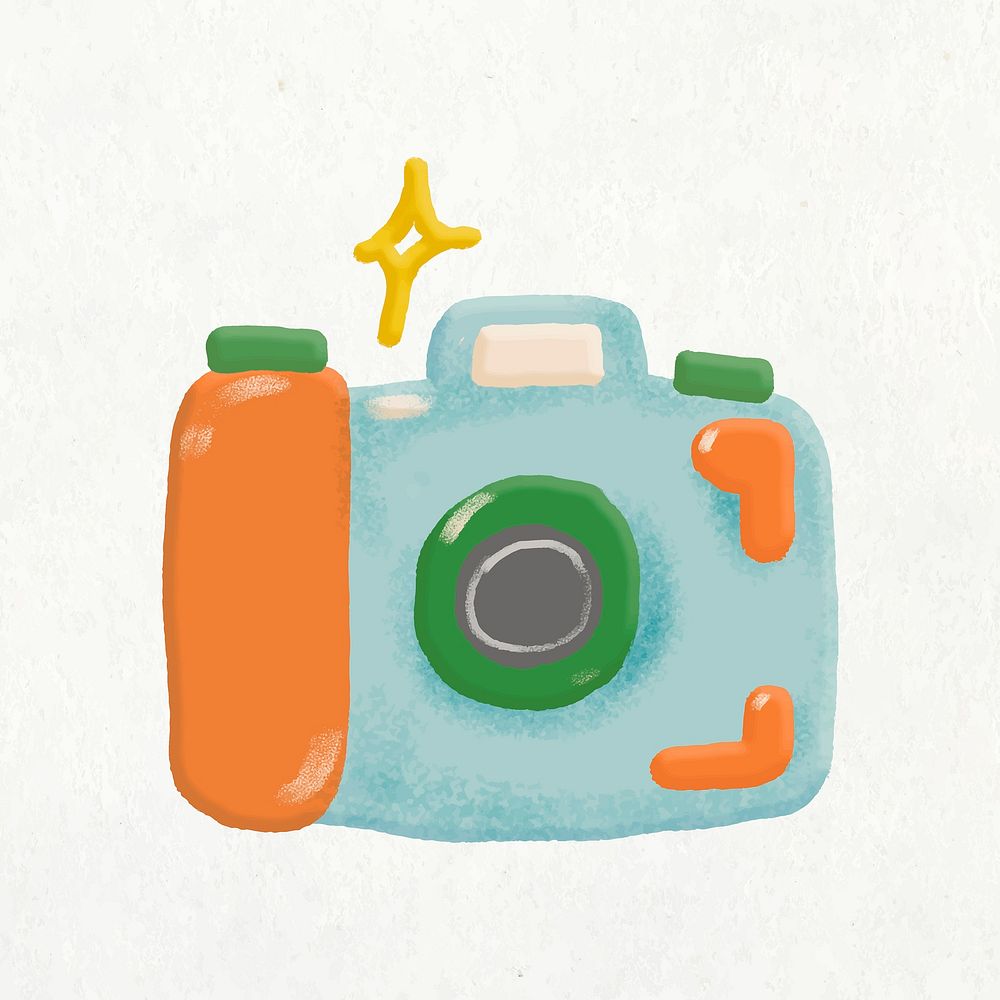 Aesthetic camera sticker, photography collage element vector