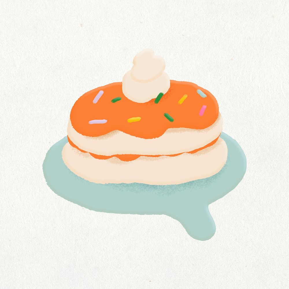 Doodle pancake collage element, cute emoji psd