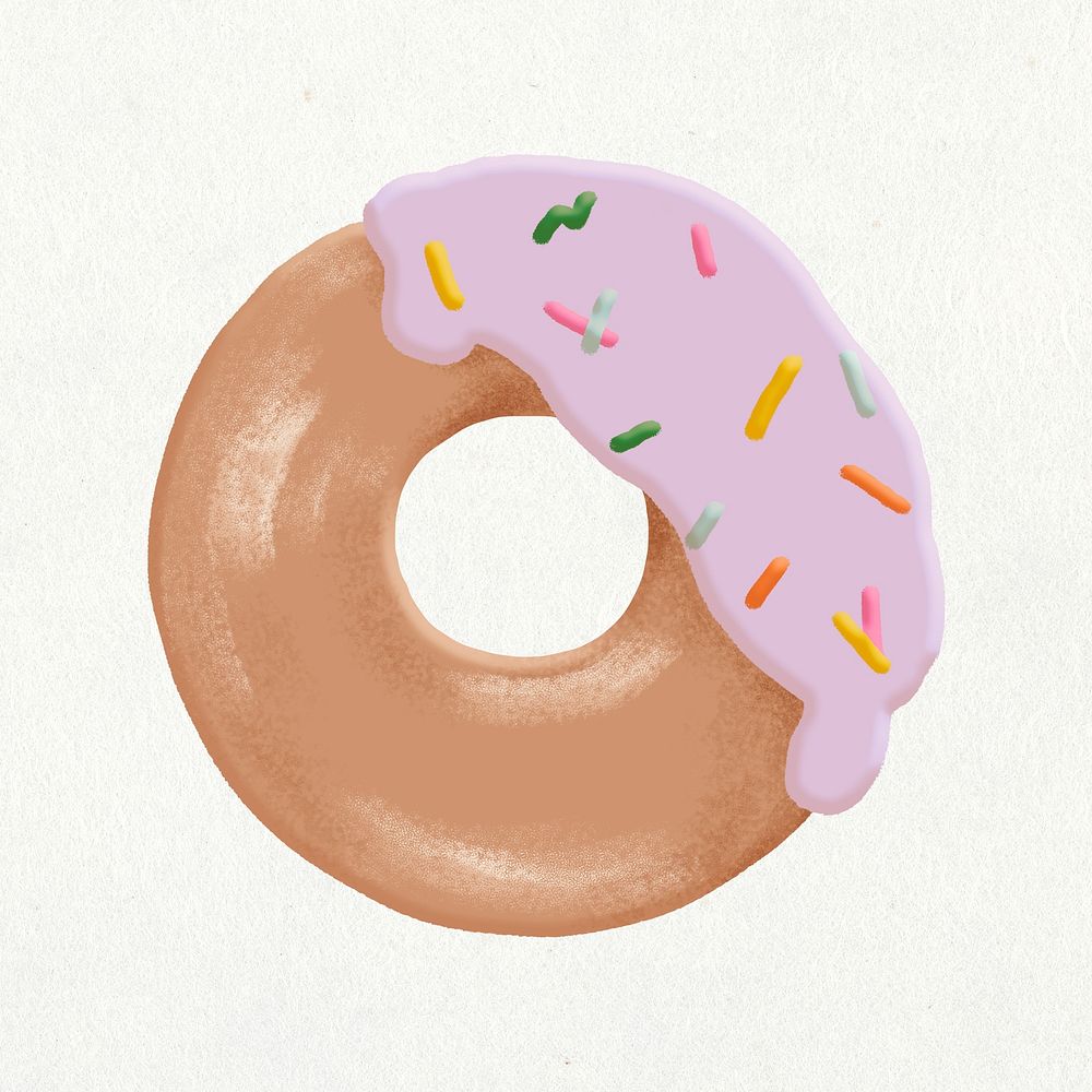 Aesthetic donut sticker, food collage element psd