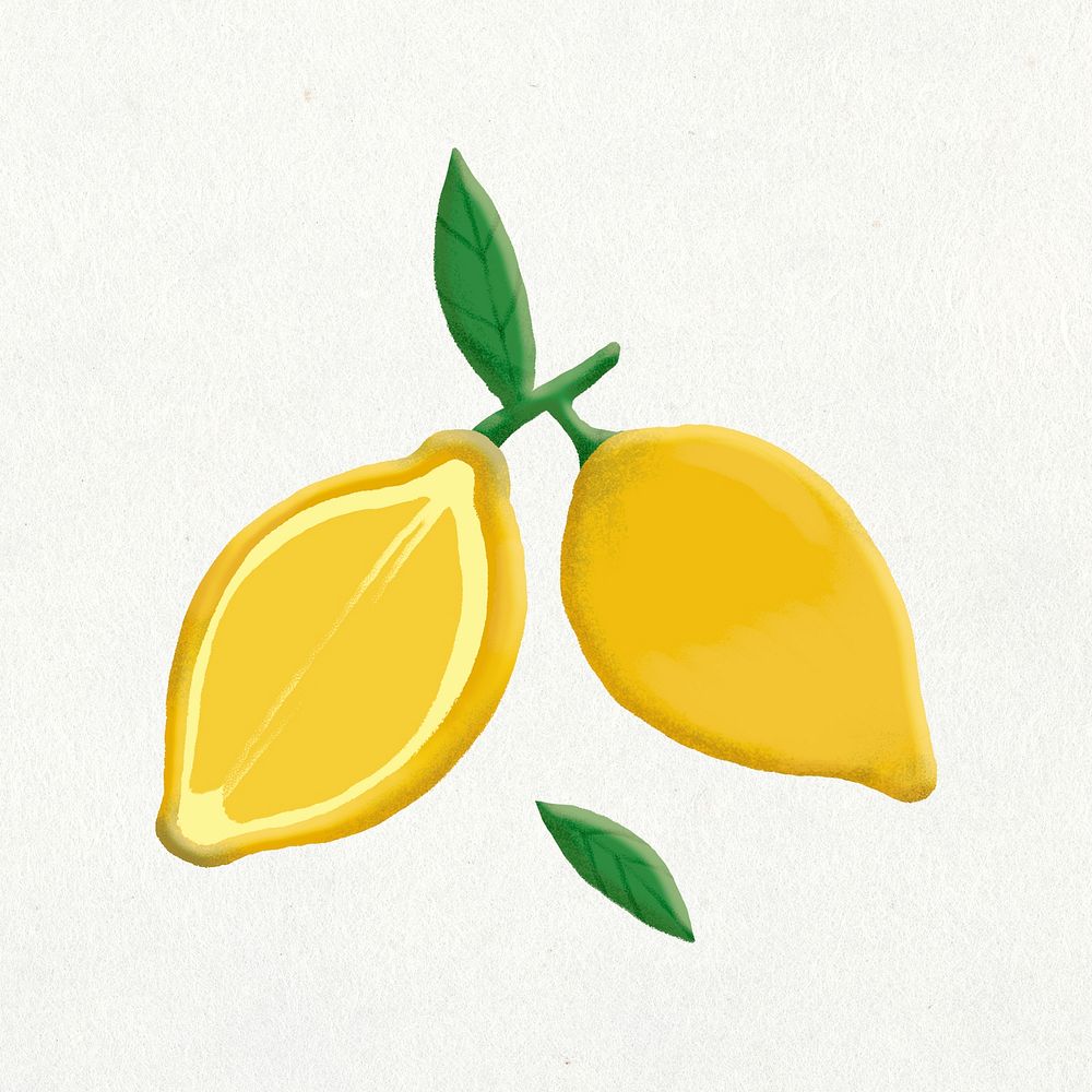 Aesthetic lemon, food collage element, minimal illustration