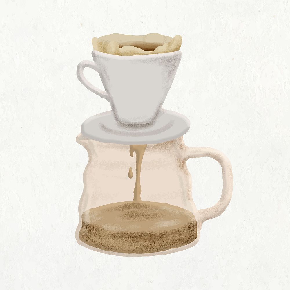 Doodle drip coffee collage element, cute emoji vector